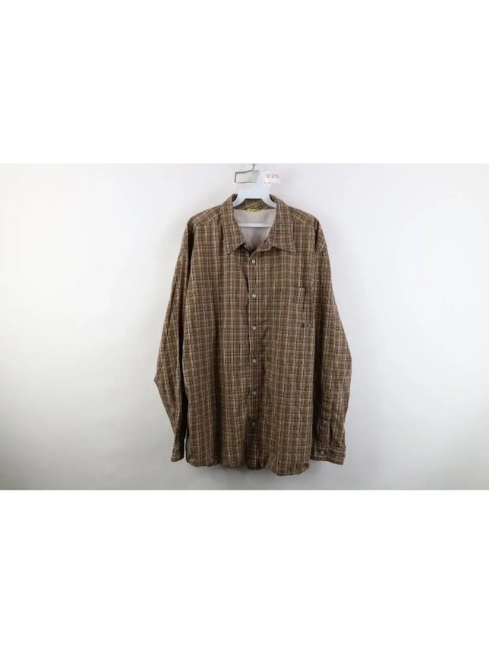 Vtg The North Face Mens 2XL XXL Spell Out Trekking Hiking Collared Button Shirt